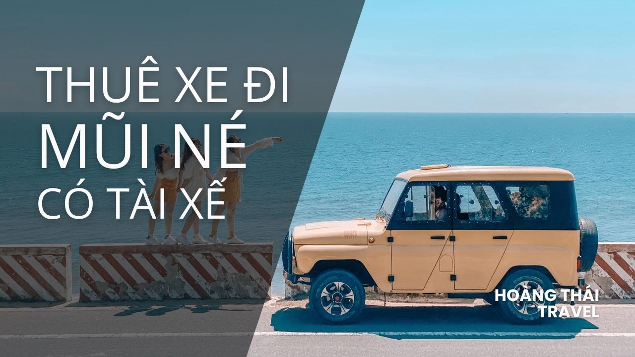Chiếc xe du lịch 7 chỗ (hoặc 16 chỗ) đời mới đang đỗ tại bãi biển hoặc khu resort Mũi Né. Dịch vụ thuê xe đi Mũi Né phục vụ du lịch nghỉ dưỡng, khám phá đồi cát, cam kết hành trình an toàn, ổn định và tiện nghi.